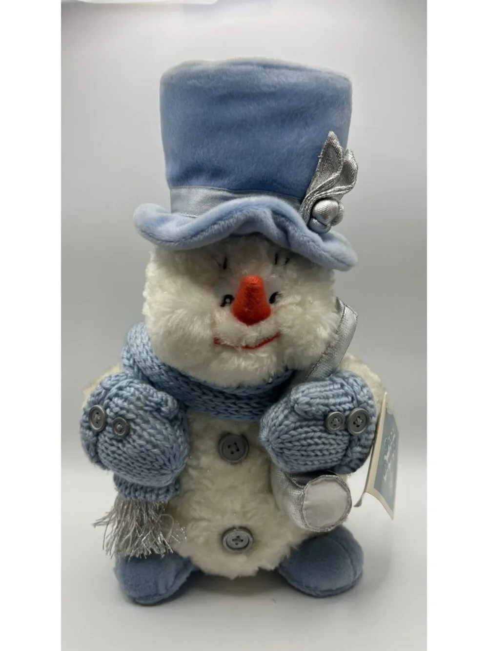 Snow Buddies Plush Snowman With Blue Hat Knit Scarf & Mittens Sparkling Accents